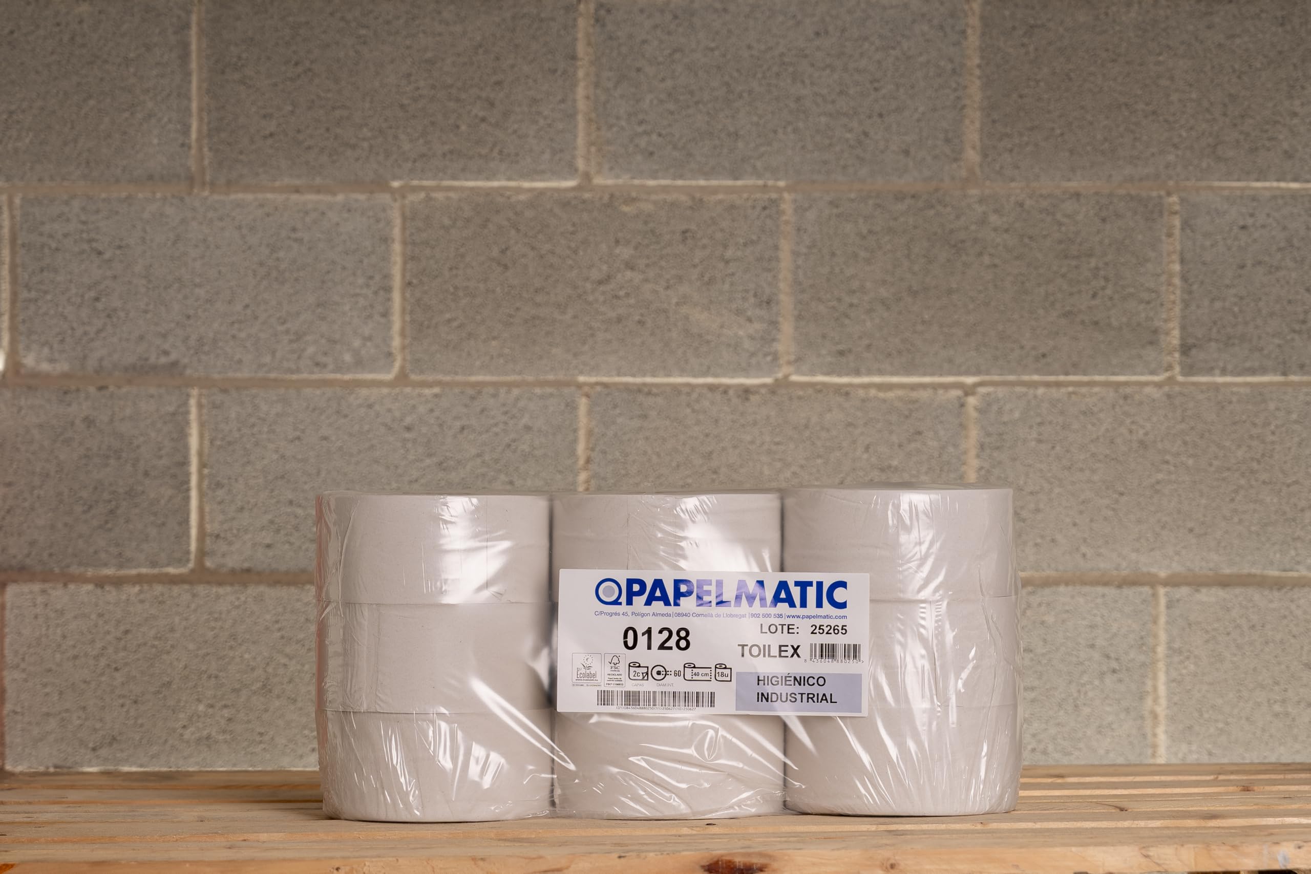 Papel Higiénico Industrial Papel Reciclado 2 Capas. 150m. 18 Rollos.