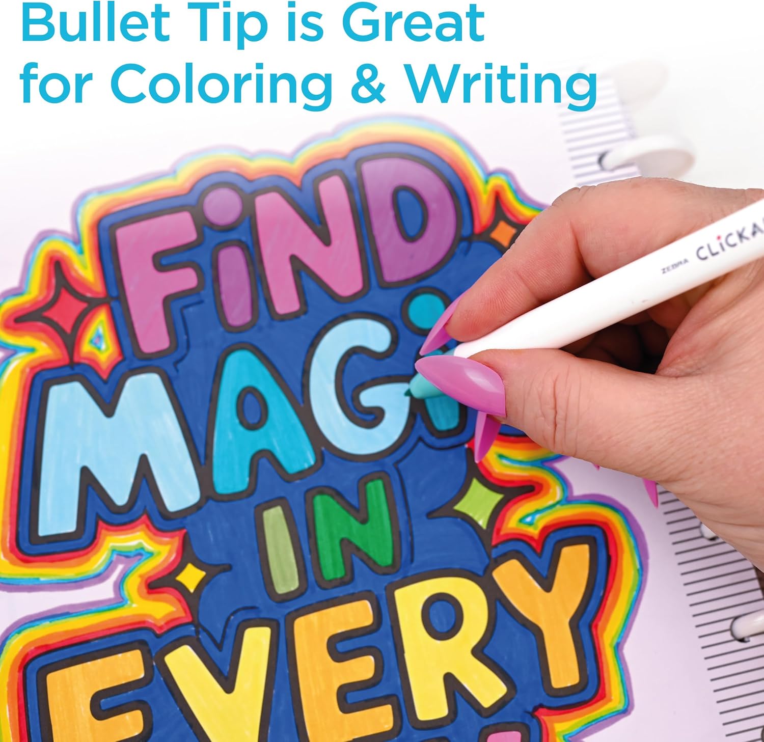 Zebra Pen CLiCKART Retractable Felt Tip Pen, Assorted Ink Colors, 0.6mm Fine Point, Moisture Absorbing to Prevent Drying Out, No Bleed, Ideal for Journaling and Drawing, 36-Pack with Case (69836)