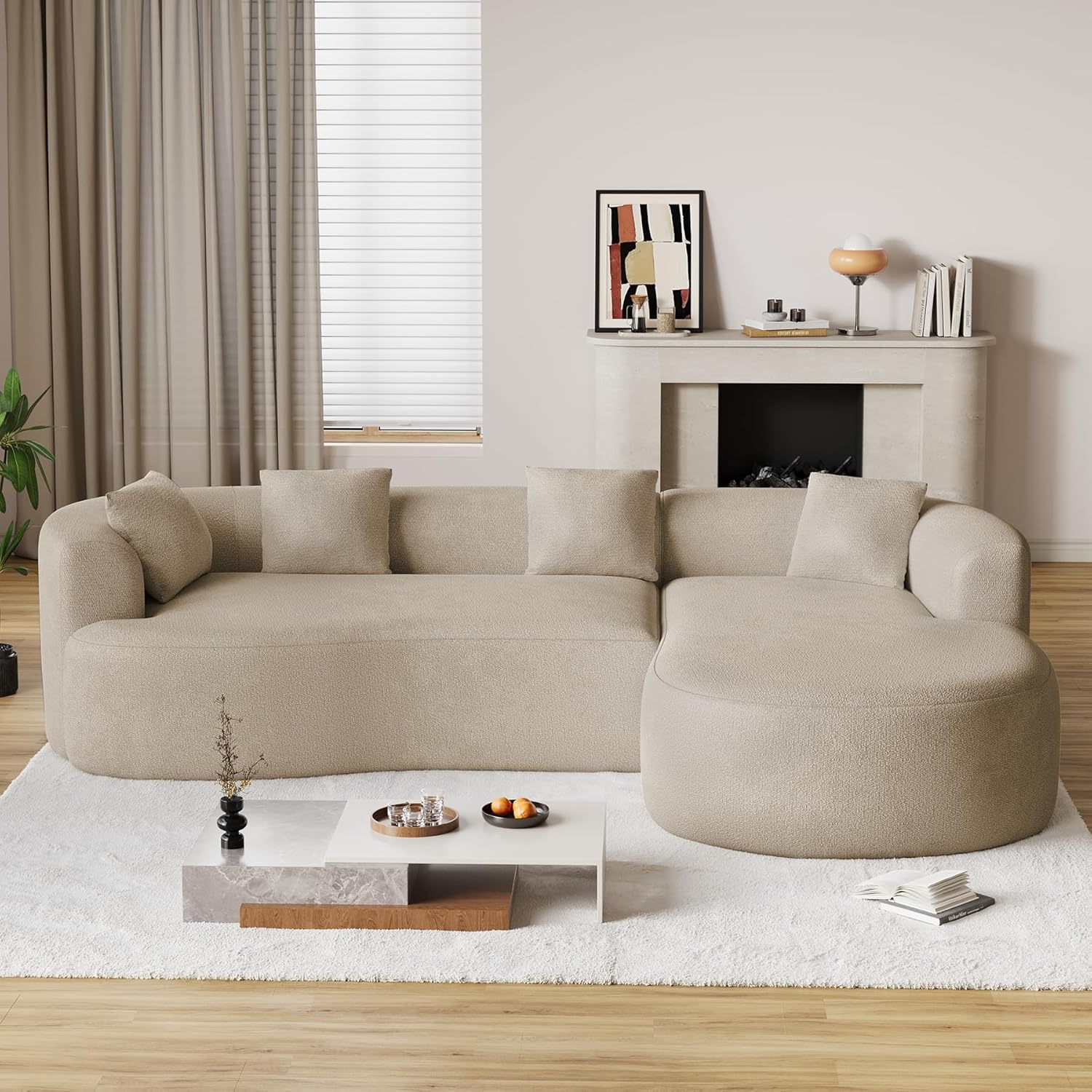 111″ Oversized Sectional Sofa with Right Chaise for Living