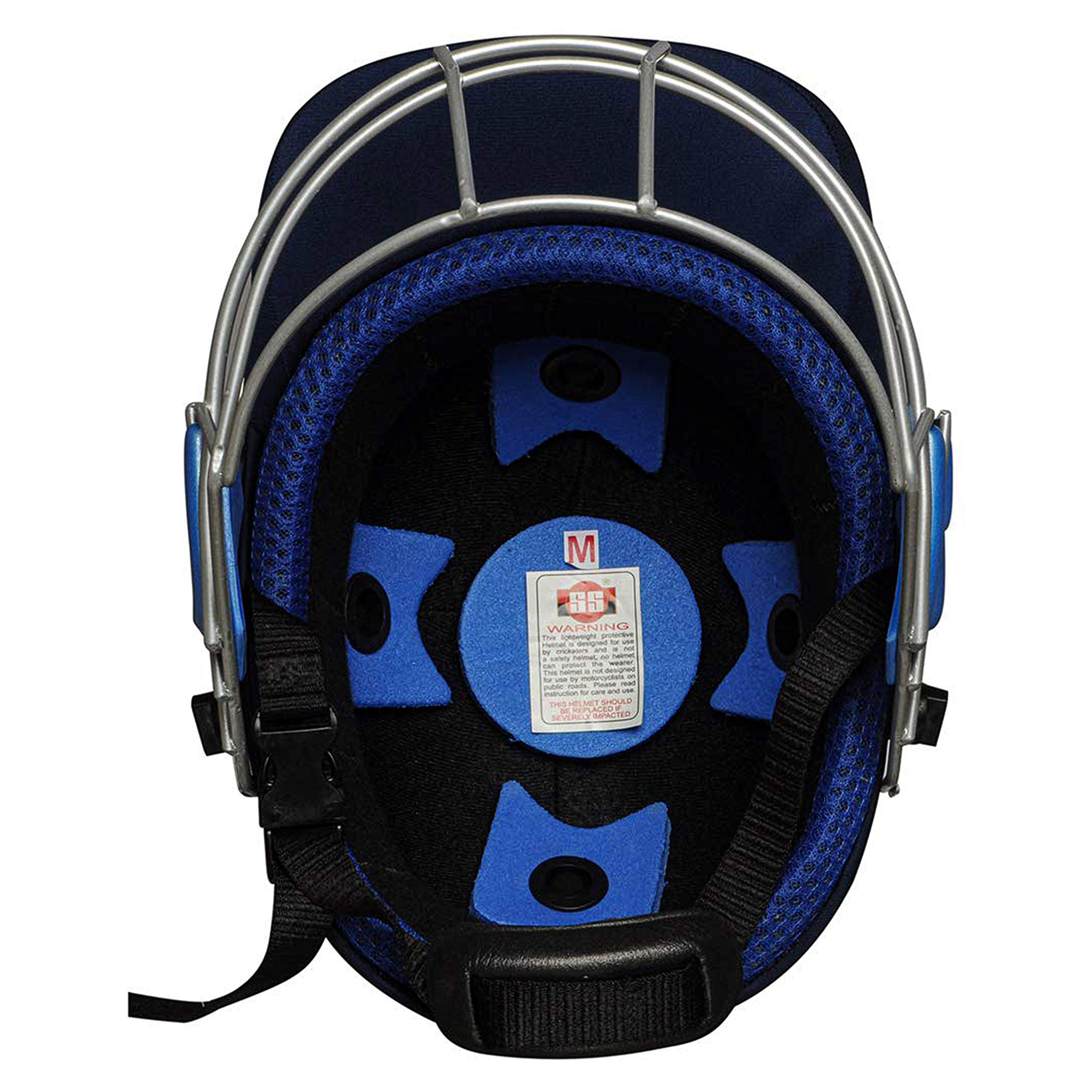 SS Gutsy Cricket Helmet | Navy Blue | Size: Medium | For Men & Boys | Mild Steel Grill | Eva Padding