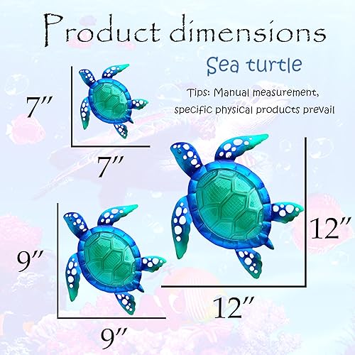 Vista 59 de JOYBee - Decoración artística de pared de vidrio fundido de metal con estrellas de mar Estrella de mar azul.,3 piezas de cangrejo,Caballito de mar