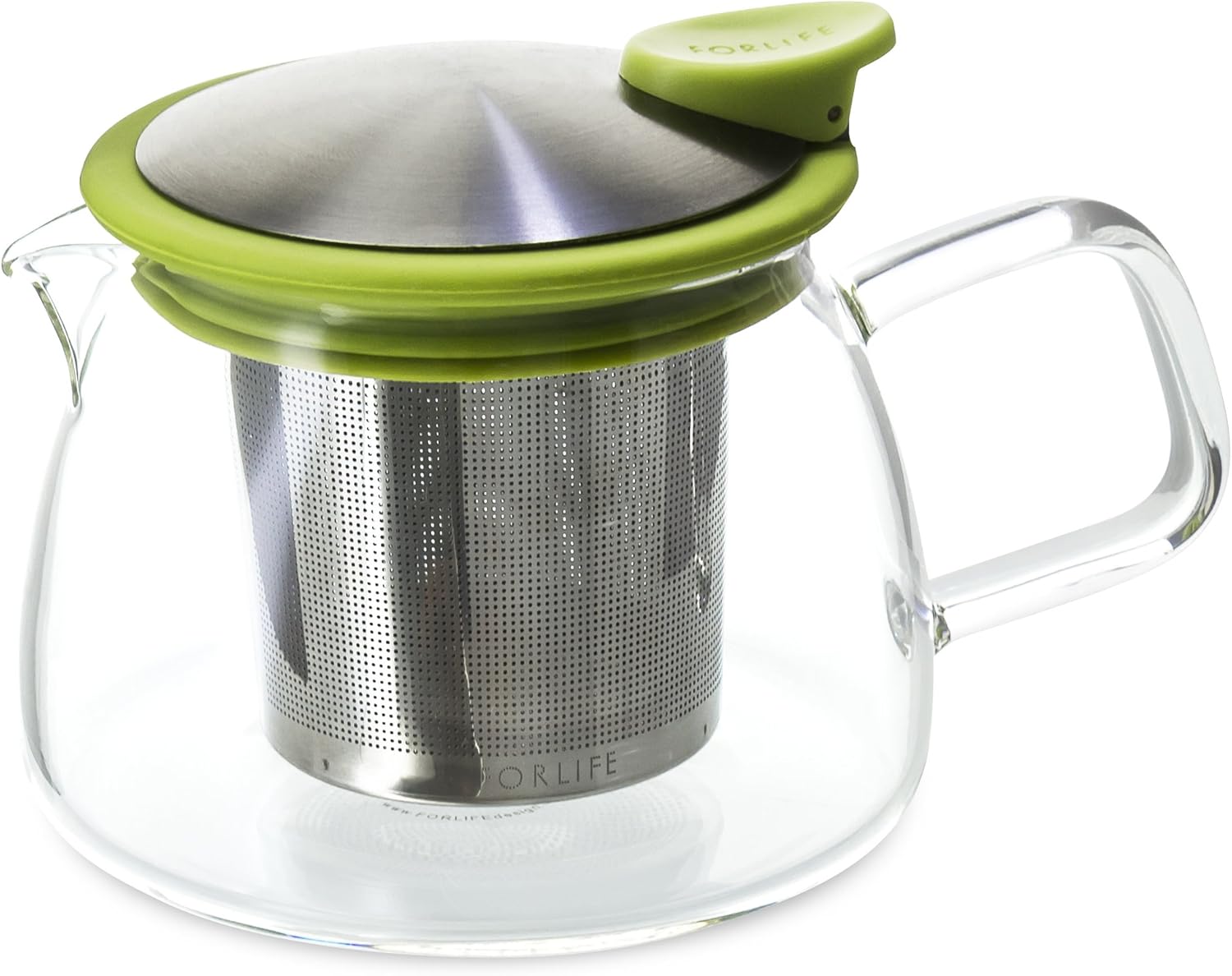 Best Cyber Deals 🔥 Forlife Bell Glass Teapot with Basket Infuser, 14-Ounce/430ml, Lime