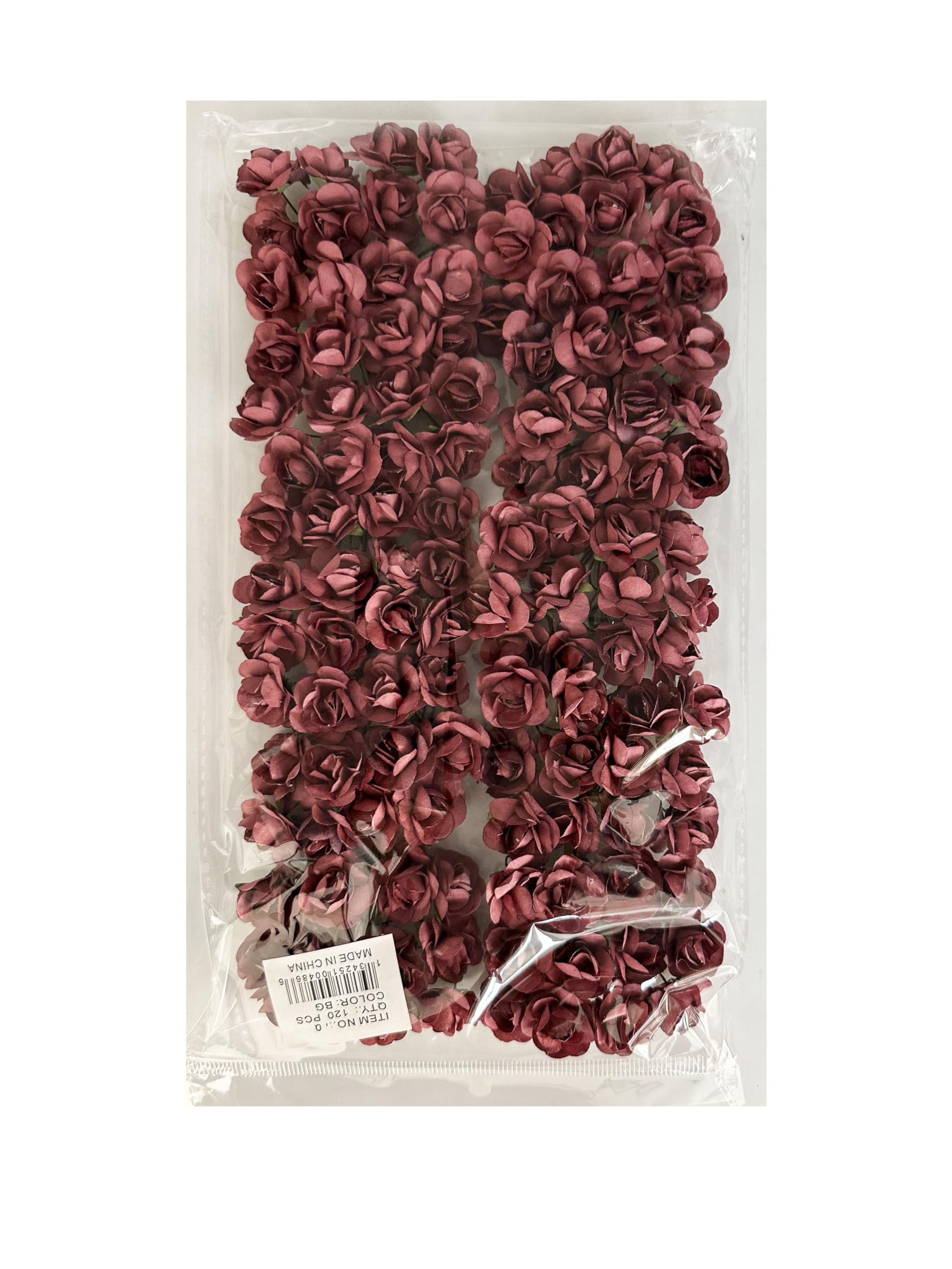 Mini Fake Rose Flower Heads 120pcs Mini Artificial Roses Wedding Make Bridal Hair Clips Headbands Dress Bouquets Centerpieces Party Baby Shower (Burgundy)