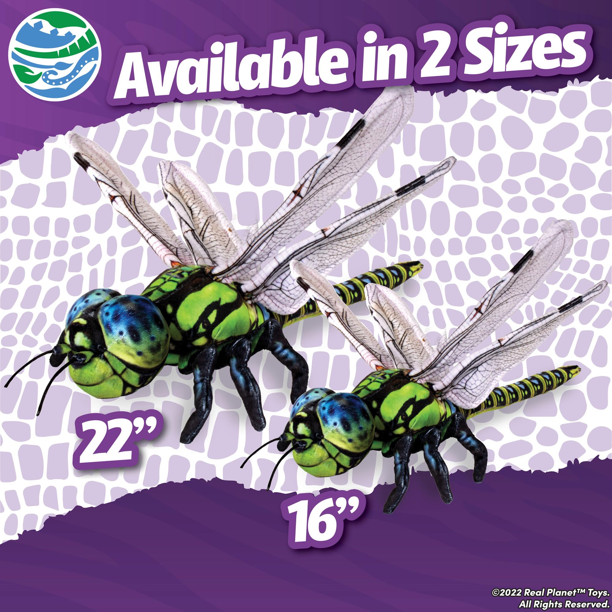 Real Planet Dragonfly Stuffed Animal | 16 Inch Realistic Insect Plush Toy For Kids Room Decor & STEM Learning