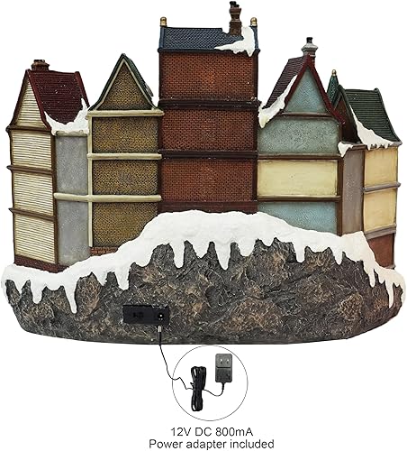 Miniatura 6 de MOMENTS IN TIME Ayuntamiento animado Centro de la ciudad de 12.6 pulgadas iluminado edificio de pueblo de Navidad con árbol giratorio, luces LED,