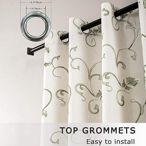 Miniatura 9 de VOGOL Cortinas traslúcidas extralargas para puerta de patio, cortinas traslúcidas extralargas para habitación corrediza, cortina bordada de vid con