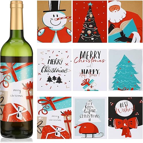 135 etiquetas adhesivas para botellas de vino de Navidad, cubierta de botella de vino de Navidad, etiquetas de nochebuena con alce, Papá Noel, disponible en Yaxa Costa Rica