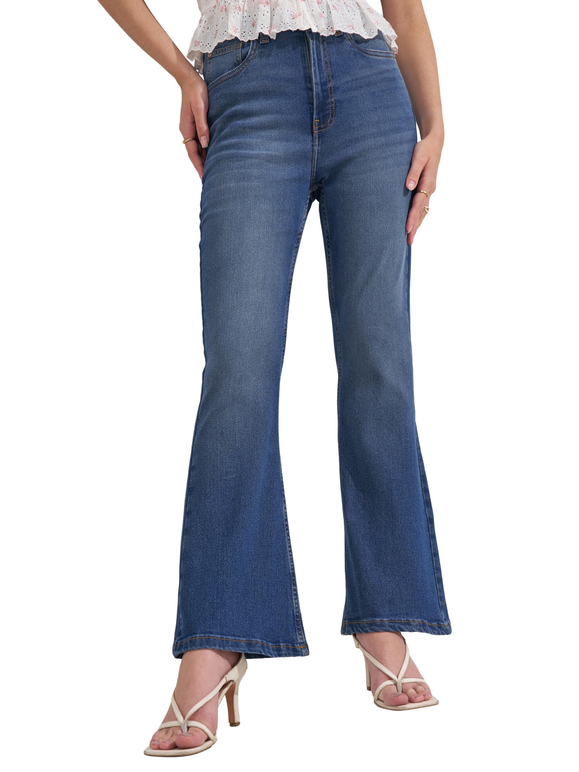 Tokyo Talkies Bootcut Jeans for Woman |Strectable|Mid Rise|Bell Bottom Jeans for Women|Women Jeans28