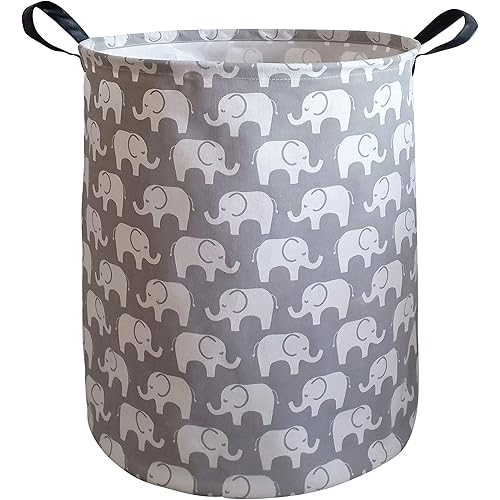 KUNRO Large Sized Storage Basket Waterproof Coating Organizer Bin Laundry Hamper for Nursery Clothes Toys (Elephant)