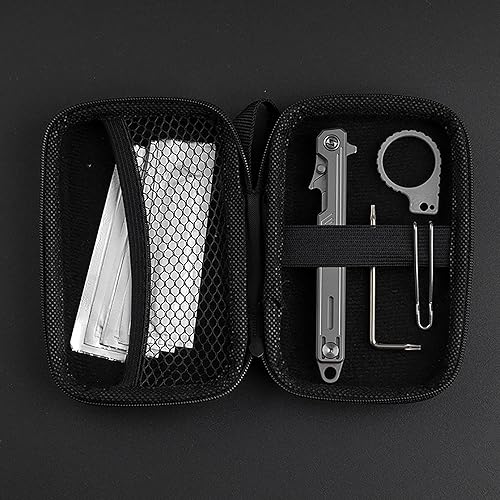 Miniatura 9 de OLITANS T022 - Cuchillo de bolsillo de aleación de titanio plegable con herramienta para romper vidrio cuchillo multifuncional n 60 hoja de bisturí