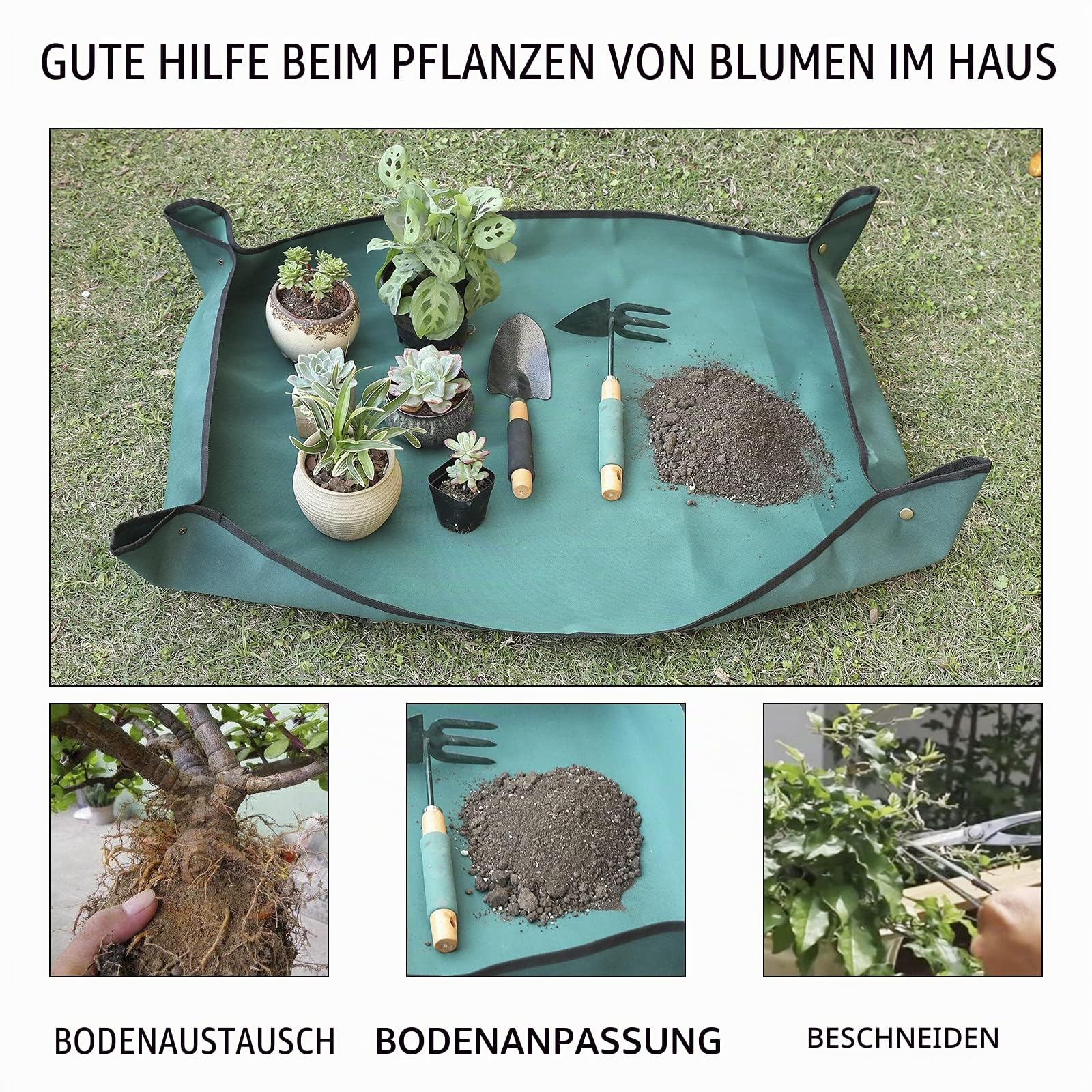 Oxford-Gewebe Pflanze Umtopfmatte Wasserdicht Umpflanzmatte Indoor Sukkulenten Pflanzmatte Tragbare Gartenmatte (110 x 75 cm)