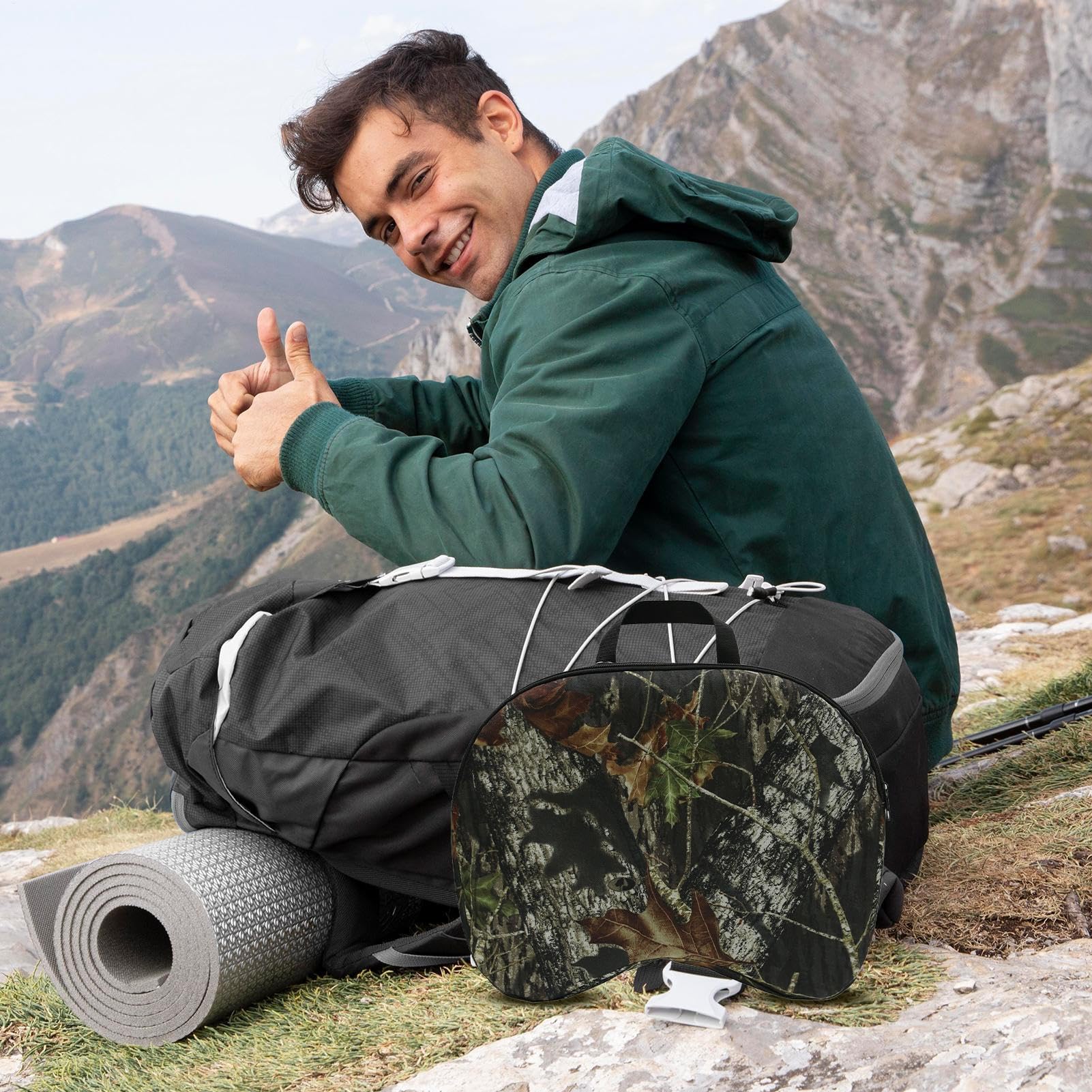 Hunting Seat Pad, Camping Cushion, Outdoor Mat, Lightweight Thickened Foam, Waterproof Zipper Closure, Portable Comfort for Hiking, Trekking, Birthday Holiday Present Use 15.75x11.42x2.76 Inches
