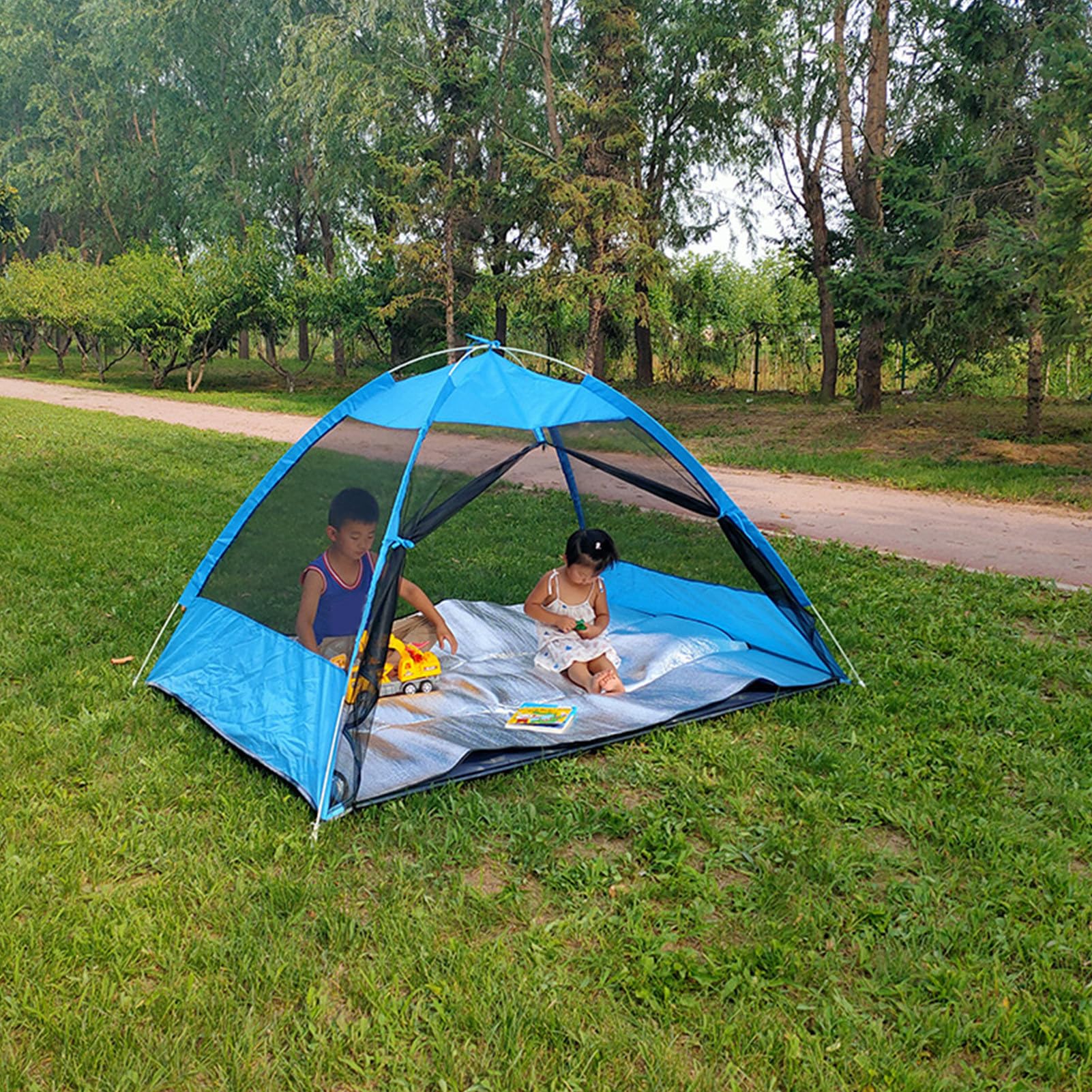 Abri de Plage Tente De Camping avec De Plage UPF 50 | Zone D'Portable Canopée Installation Facile Pare Pour 3/4 Personnes Randonnée Vacances Camping Accessoires Pêche Été Jardin