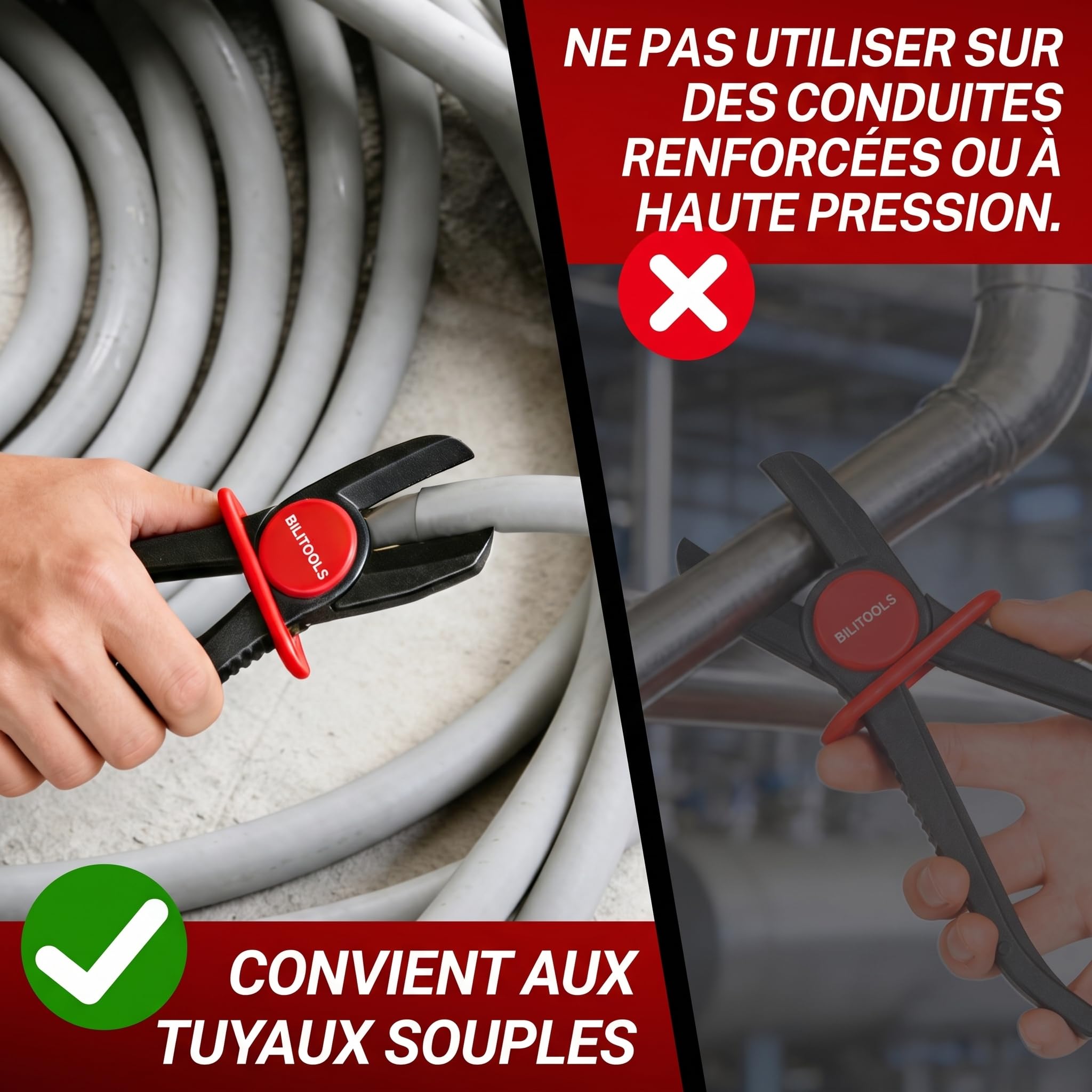 BILITOOLS Lot de 6 Pinces à Durite (Droites & Coudées à 90°) en Plastique – Pour Tuyaux de Carburant, de Frein et de Refroidissement