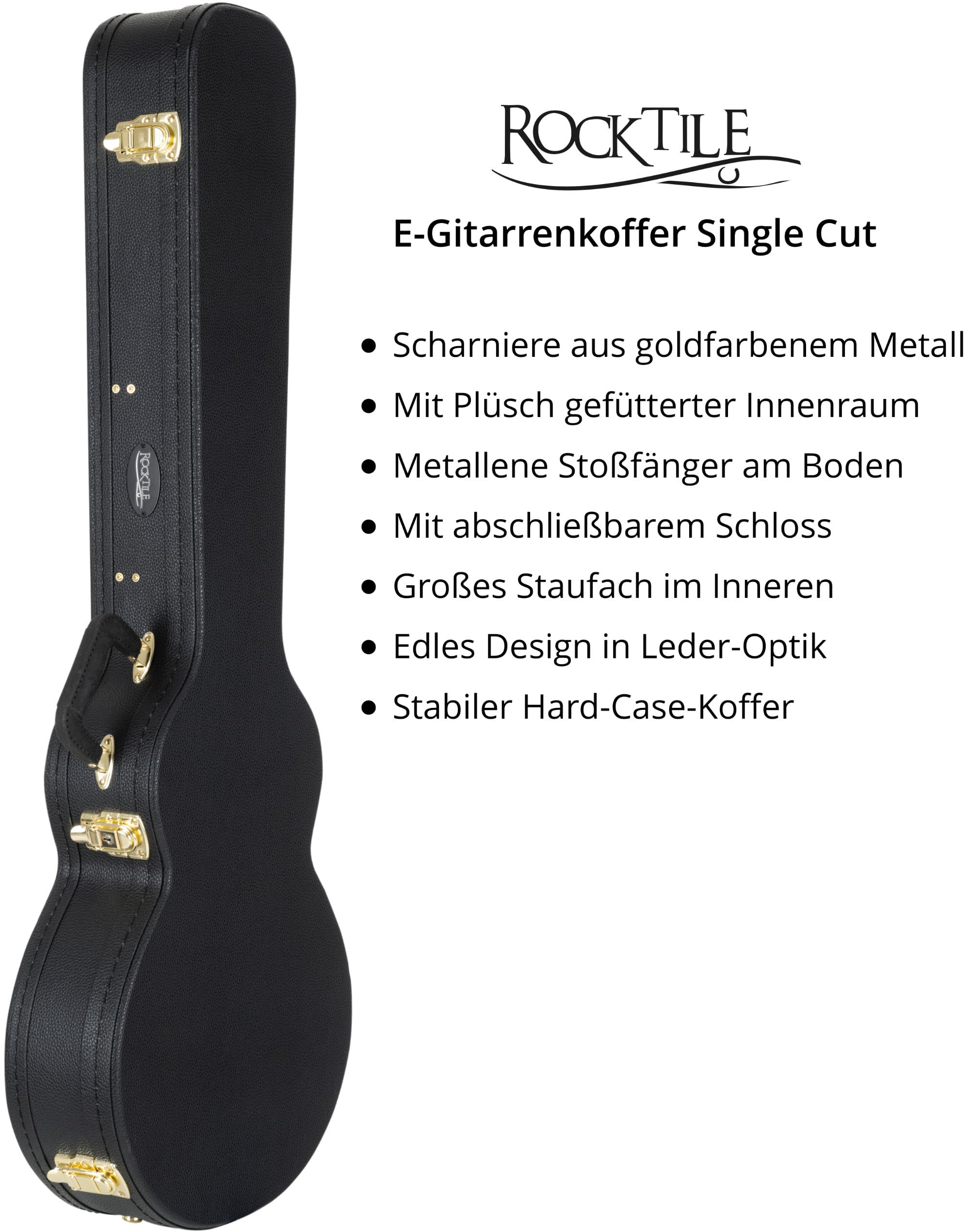 ROCKTILE Custodia Rigida Per Chitarra Elettrica Single Cut Style - Custodia Rigida Robusta In Look Classico