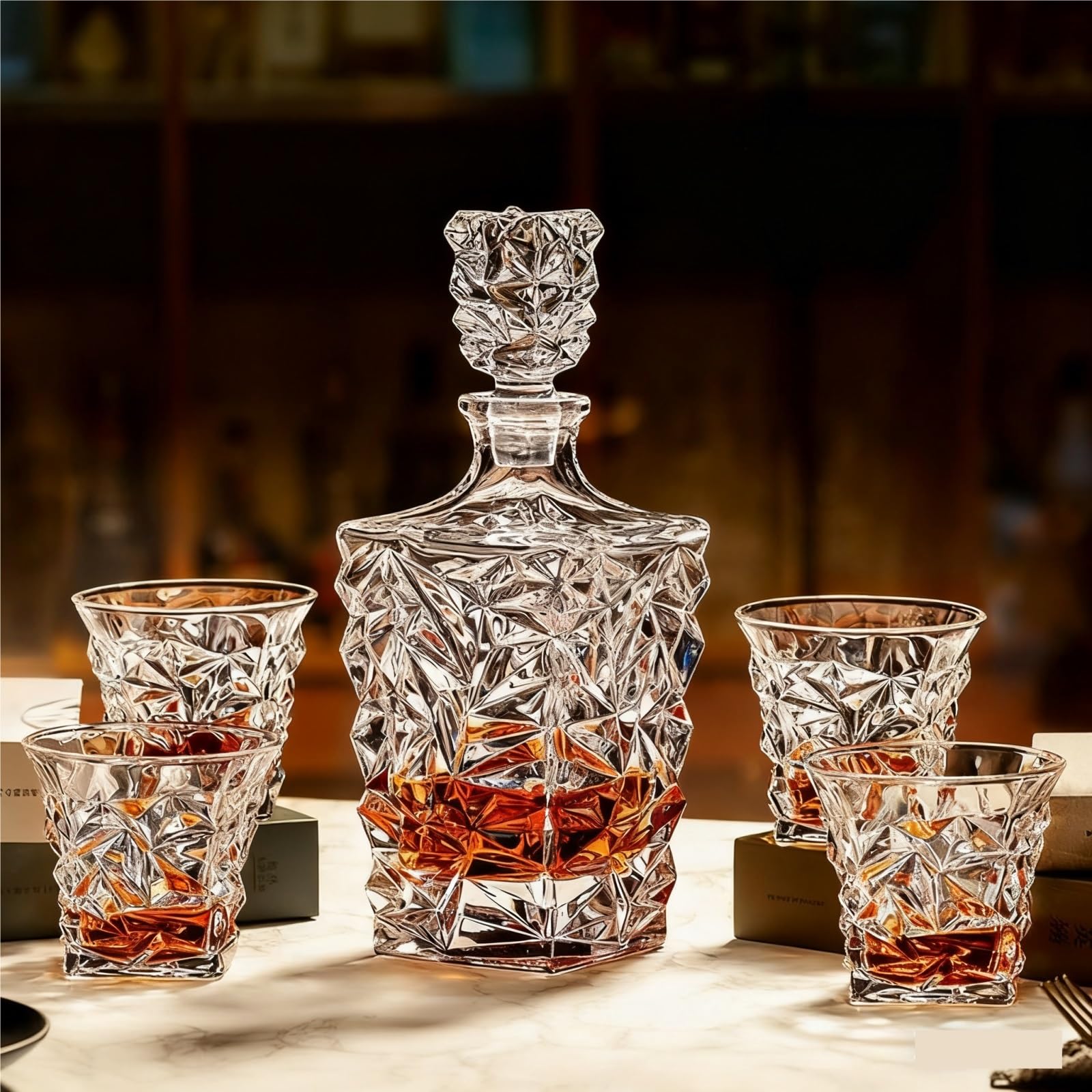 Decanter per Vino Rosso Whisky Decanter For Vino In Cristallo Con Base Stabile E Incisione Irregolare Moderna Decantatore