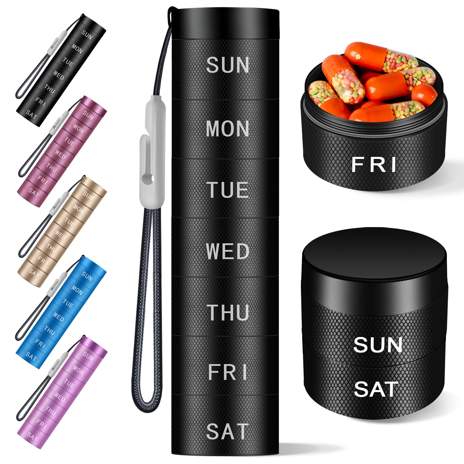 Aluminium Travel Pill Organizer Weekly Metal Pill Case Pill Holder Moisture Proof Waterproof Daily Pill Box 7 Day