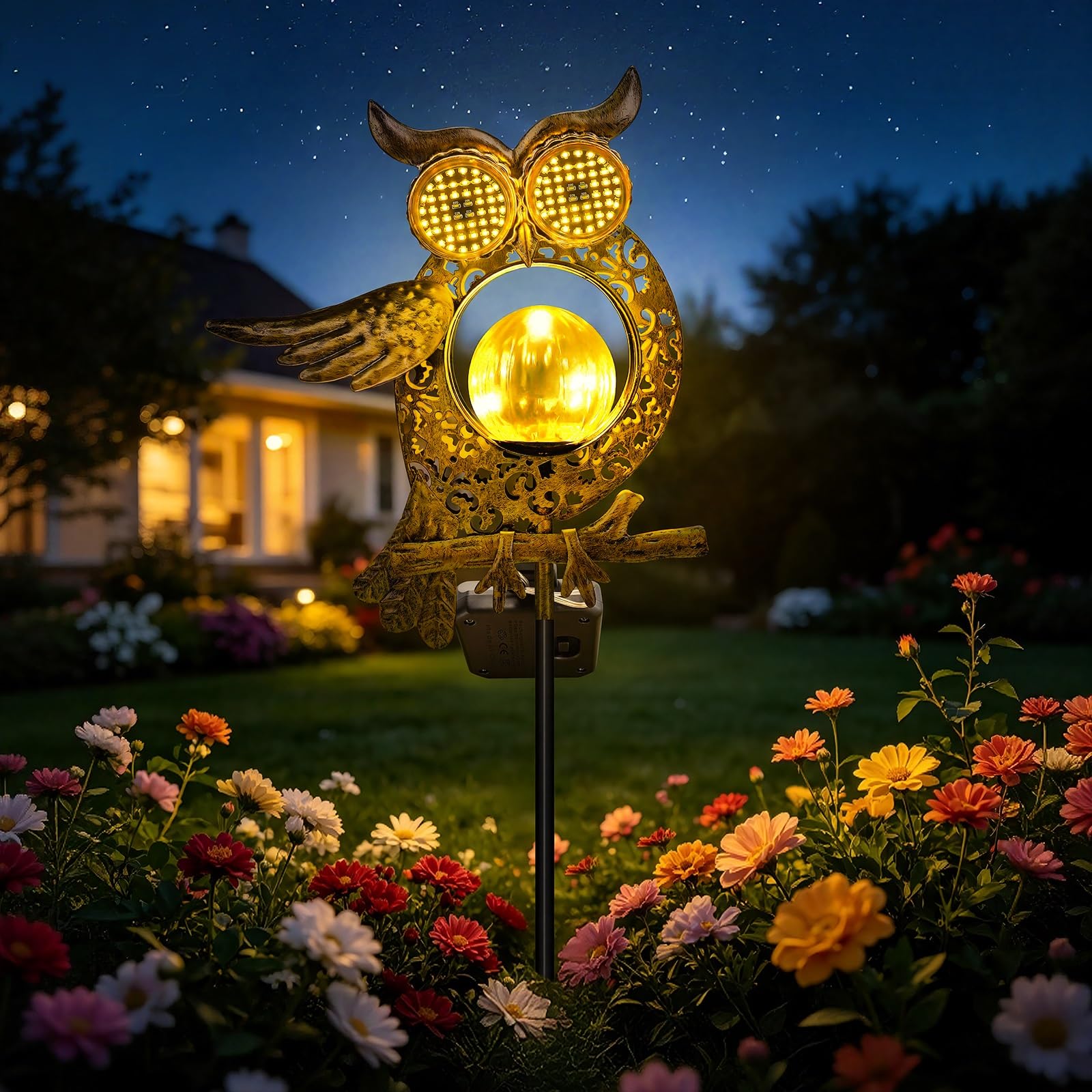 Blakapoo Solar Lights Outdoor Garden Owl, Owl Garden Ornaments Outdoor, 2 LED Lighting Modes, IP55 Weatherproof, Dynamic Eye Lighting, for Yard, Patio, Pathway, Landscape, Garden Gifts for Women, Mum