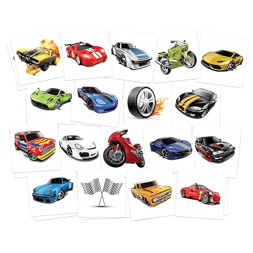 Miniatura 1 de FashionTats Hot Cars - Tatuajes temporales  Paquete de 36  Recuerdos de fiesta para niños  Seguro para la piel  Fabricado en los Estados Unidos