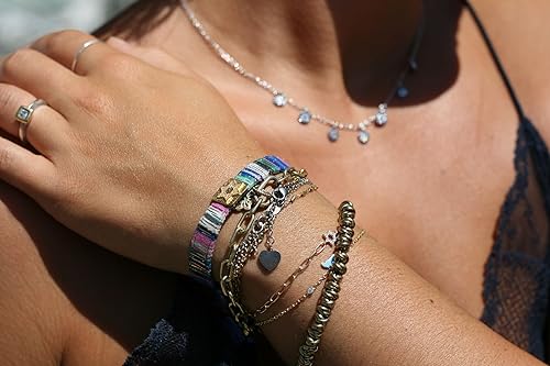 Miniatura 29 de Alef Bet by Paula Macrame Friendship Bracelet in Shades of Blue with Gold-plated Jewish Star of David Charm