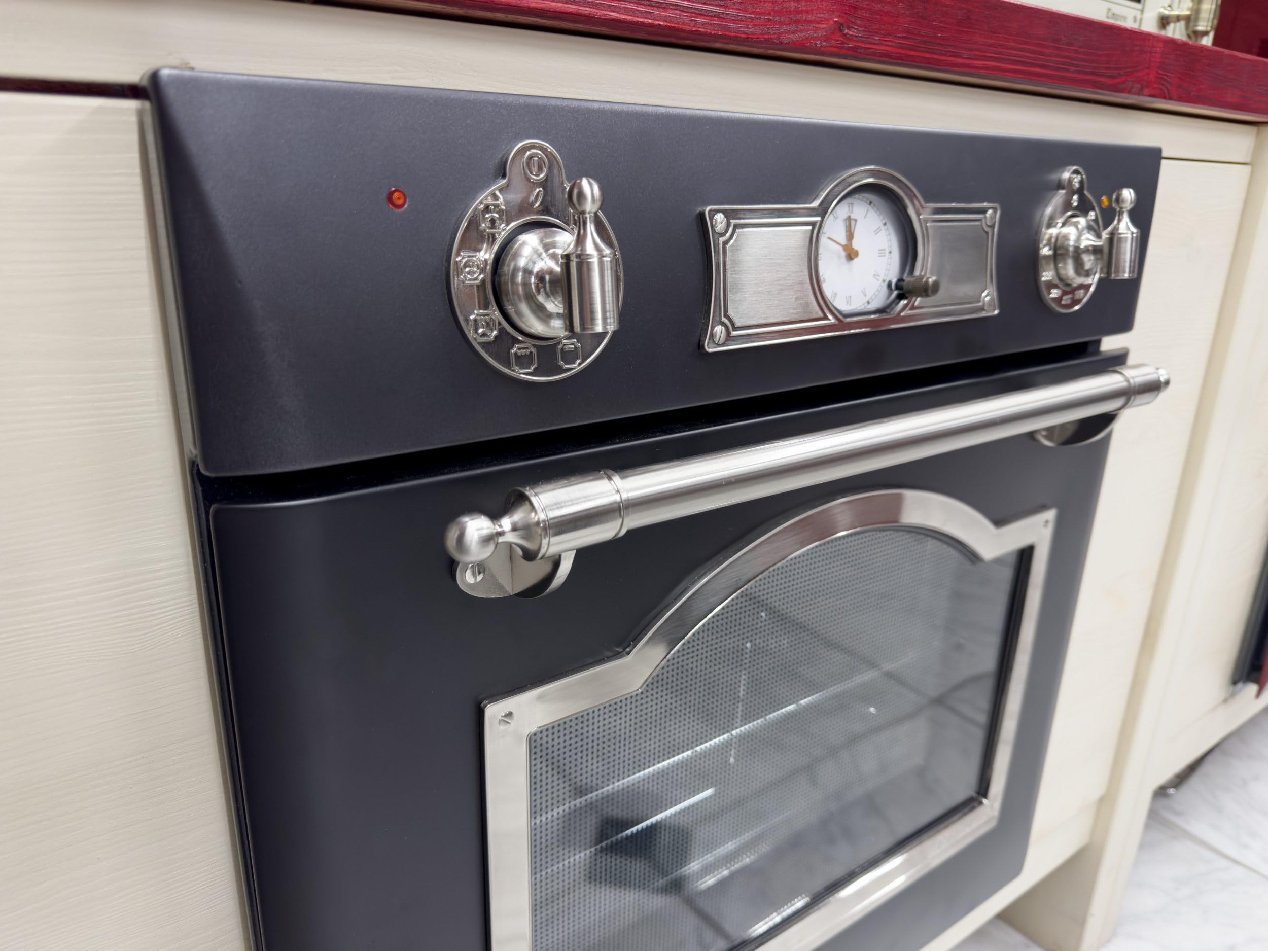 KAISER Einbaubackofen EH 6355 Em Sil mit 1-fach-Teleskopauszug, Retro Elektro Einbau Backofen Autark 60 cm 67L 8 Funktionen in Schwarz