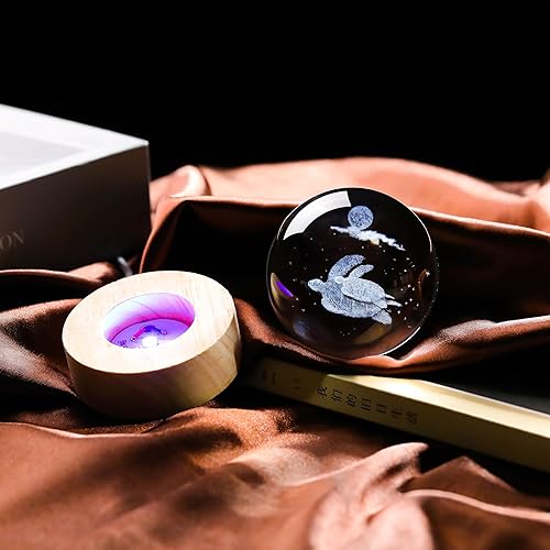 Miniatura 5 de Regalos 3D de tortuga marina para mujer, bola de cristal de 2.362 in, figuras de tortugas marinas, decoración de animales de cristal, decoración de