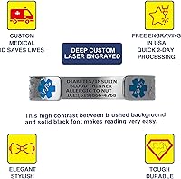 Vista 18 de Divoti Pulseras de alerta médica grabadas personalizadas para mujer, pulsera médica de acero inoxidable, pulsera de identificación médica