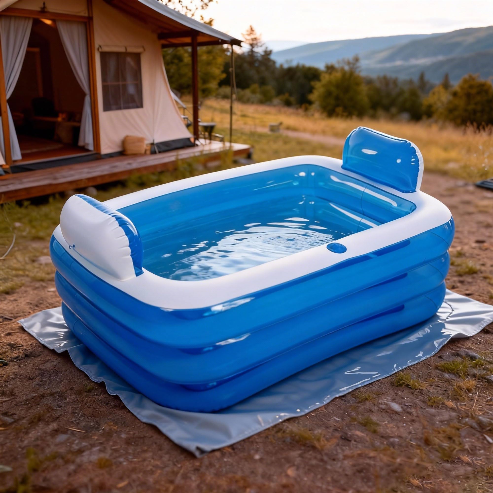 Baignoire gonflable pour adultes – Stable et étanche, baignoire SPA mobile pliable avec pompe électrique, PVC épais, idéale pour le bain de glace et la relaxation (jardin, balcon, douche)