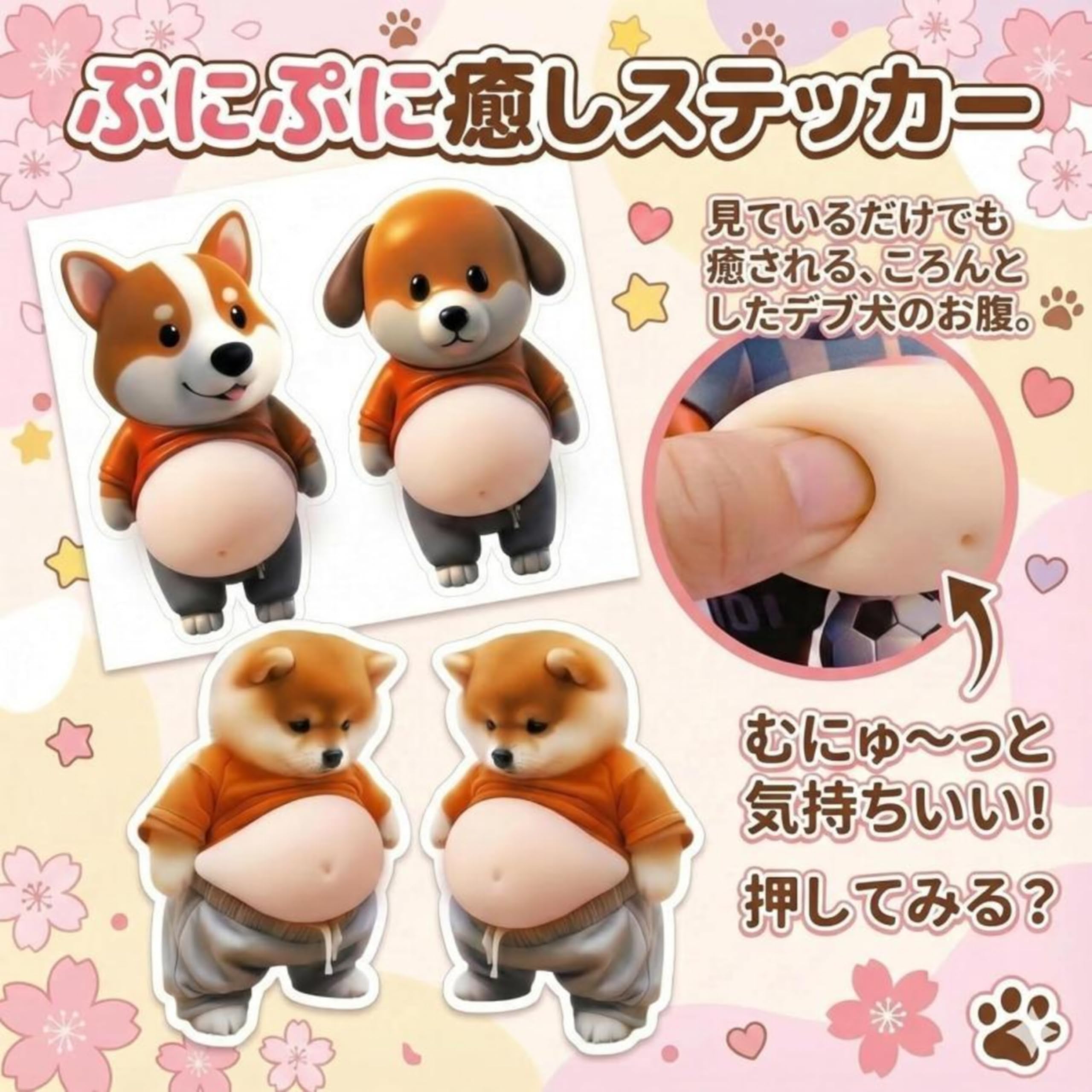 【100枚】 ぷにぷにシール スクイーズ ぷにぷにお腹 柴犬 3D ステッカー Amazon | 柴犬 ぷにぷにシール 6枚入り お腹 シール 3D柔らかいお腹