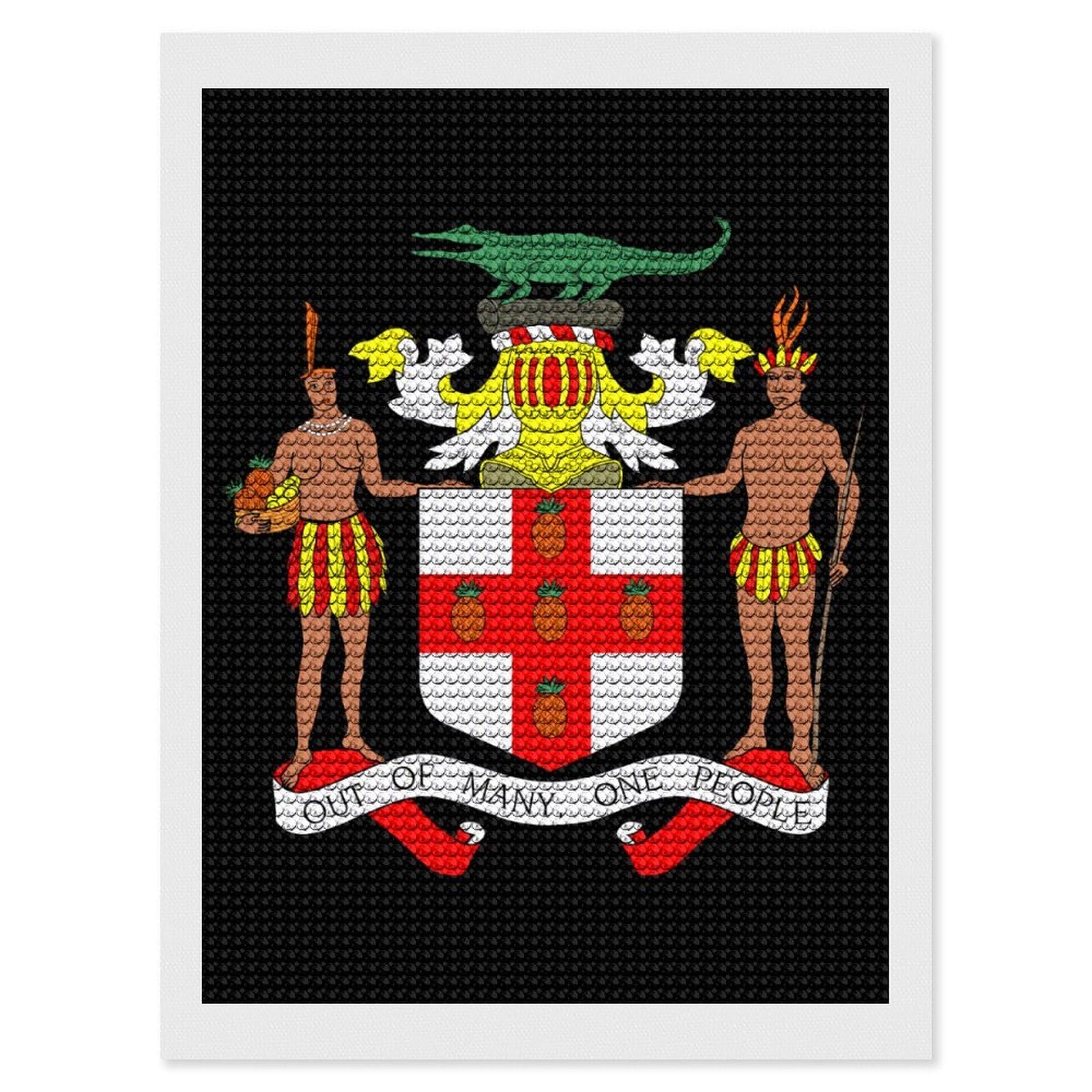 Nclqvjxzkhw Style Coat Arms Of Jamaica Diamond Art Painting For Adult Round Diamonds Pictures Arts Crafts Home Wall Decor 12"X16"