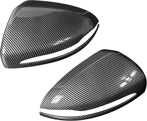 Miniatura 6 de X AUTOHAUX 1 par de espejo retrovisor de la vivienda del espejo del ala de la puerta cubierta del casquillo de la cubierta del patrón de fibra de