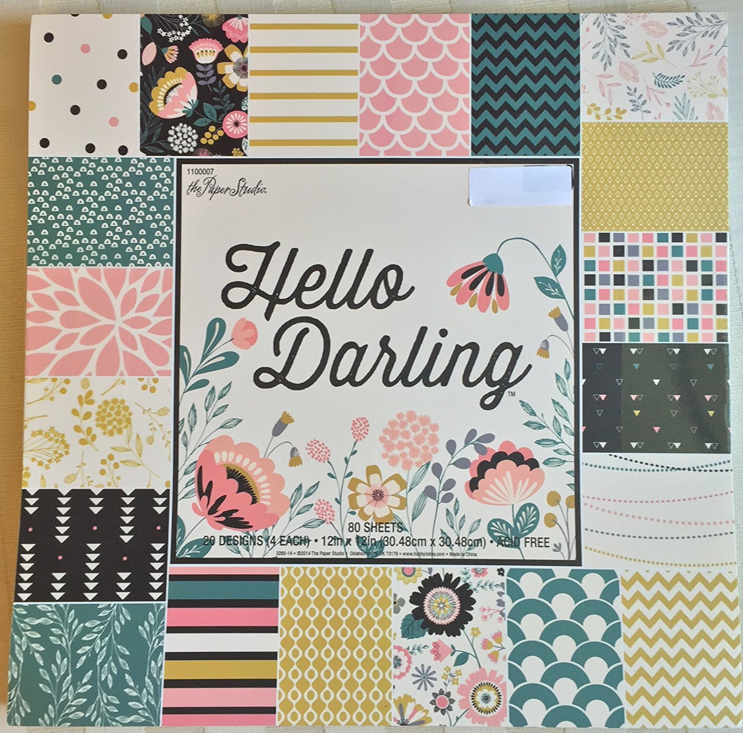 Hello Darling 12x12 Scrapbooking Paper Pad, 80 Sheets
