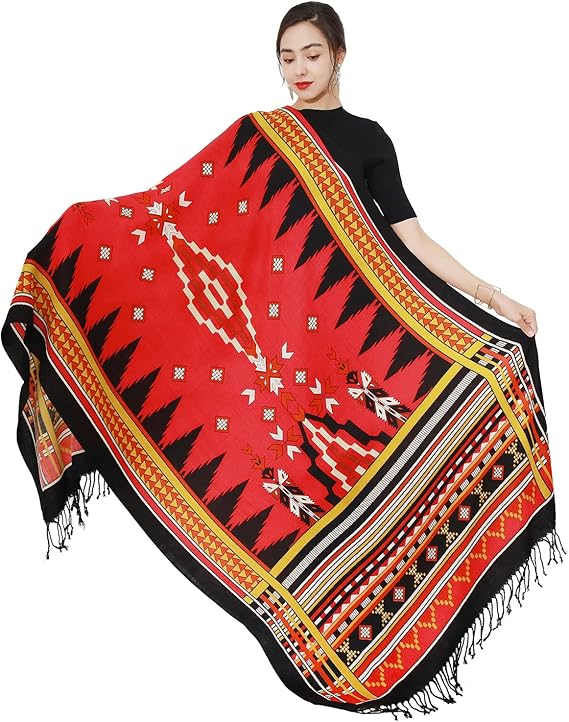 DANA XU 100% Pure Merino Wool Extra Large Pashmina Cashmere Scarf Shawl And Wrap For Women Winter Oversized Floral Blanket