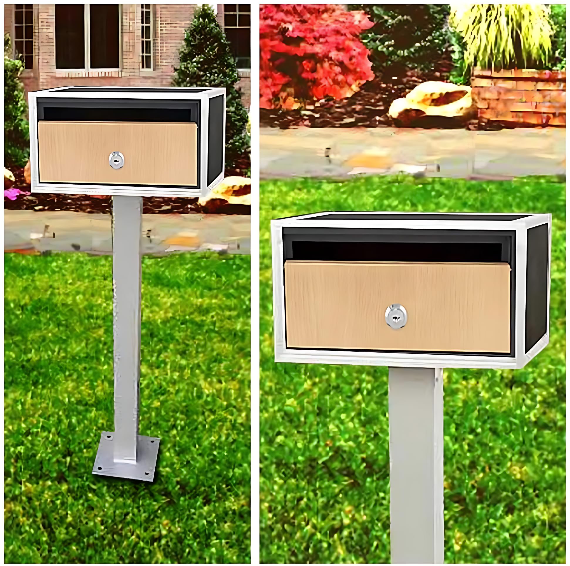 SereneLife Cassetta Postale da Esterno con Serratura, Cassetta Postale Orizzontale da Parete Moderna, Acciaio Zincato 34,8 × 24,9 × 11,9 cm, Ampia Capacità, Nero