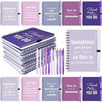 30 Sets/60 Pcs Employee Appreciation Gifts Bulk Inspirational Notebooks with Motivational Pens, Small Notepads for Coworkers, Office Staff, Team, Volunteer, Nurse, Teachers, Housekeeping Purple