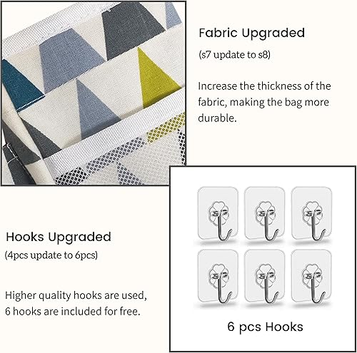 Miniatura 4 de Kanrichu 2 bolsas organizadoras grandes para colgar en la pared, cestas de almacenamiento colgantes de tela de lino con bolsillos, contenedor