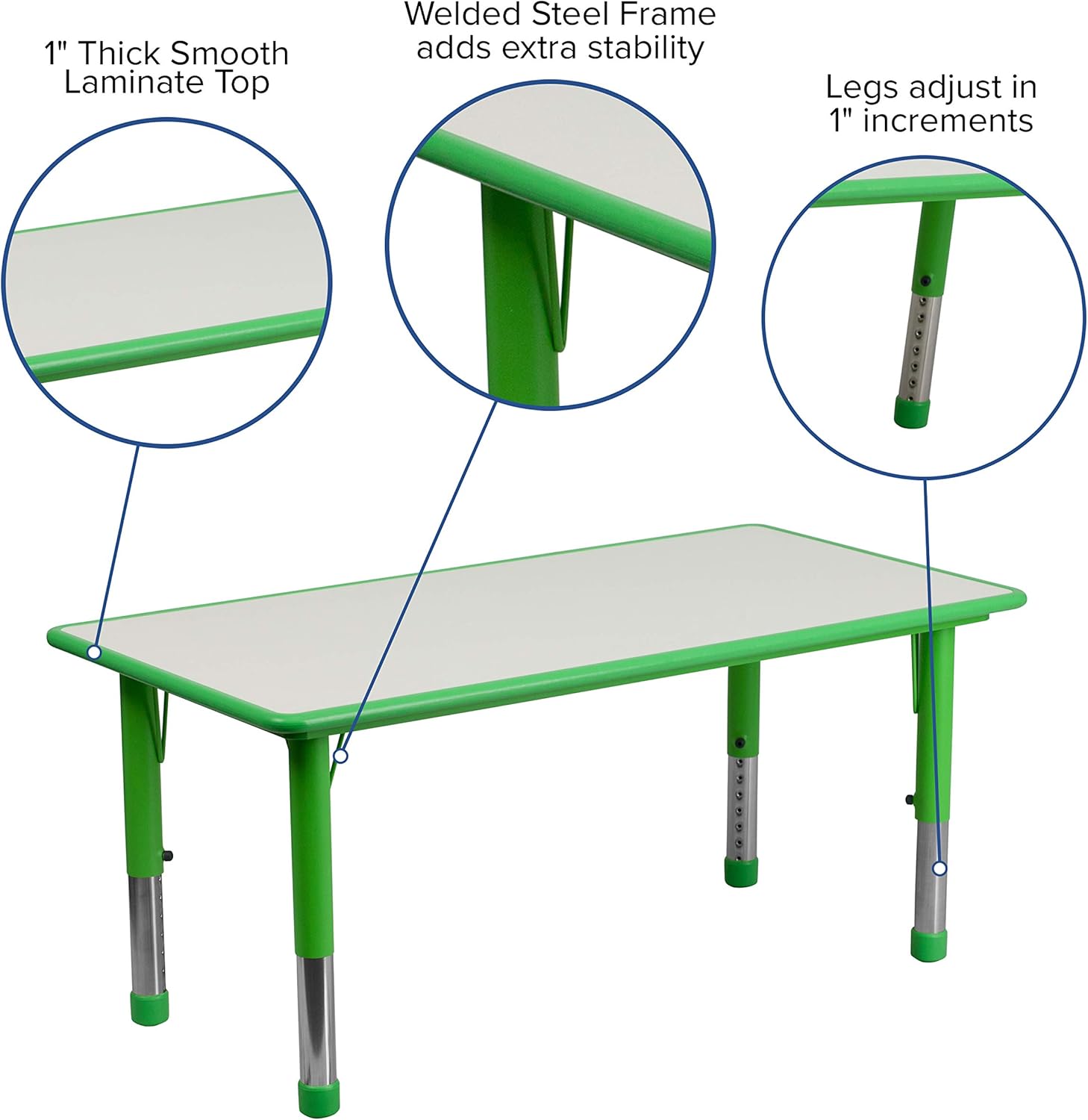 Green and Gray Adjustable Height Kids Activity Table