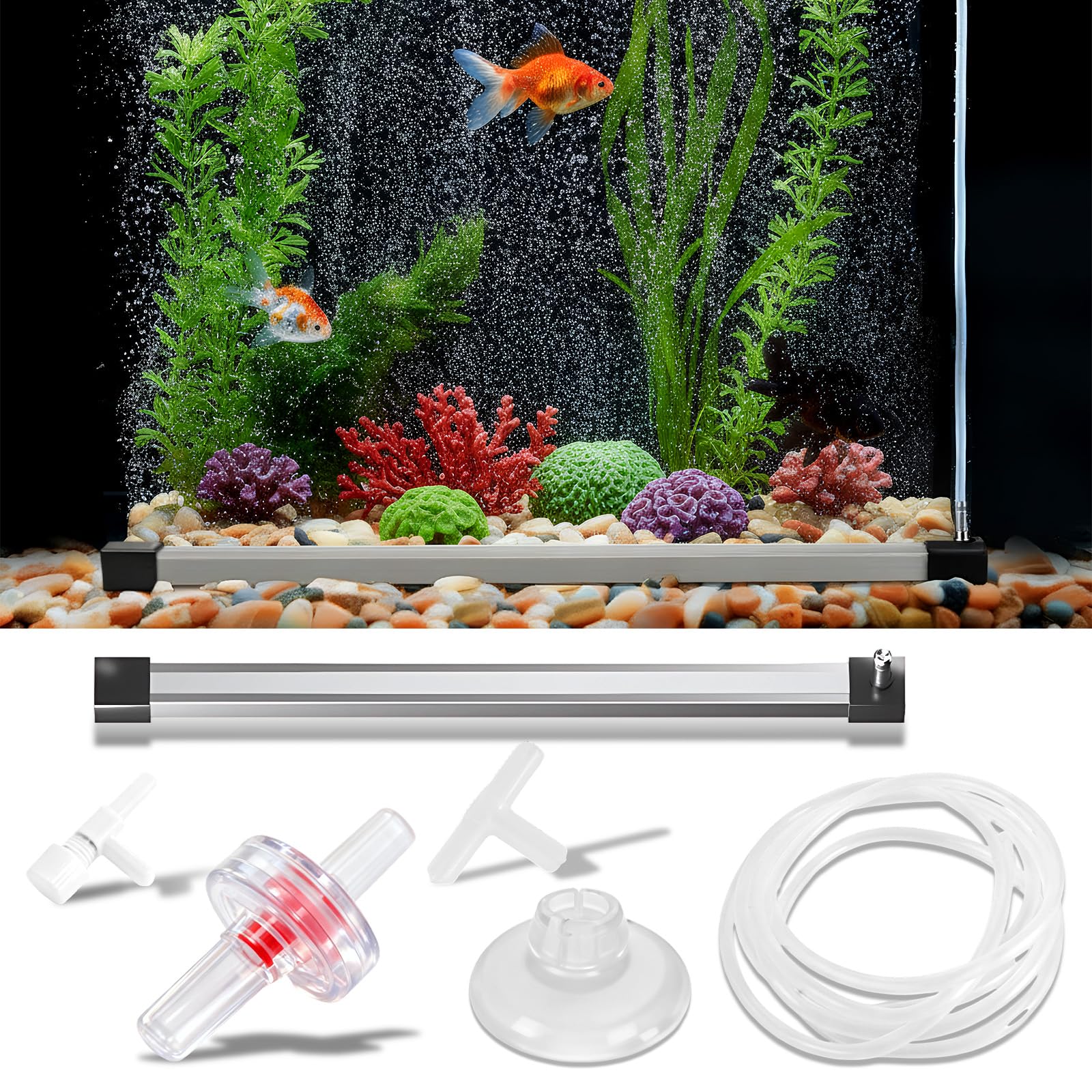 KWJEIULSOQ Fish Tank Air Bubbler, 35cm Aquarium Bubble Strip, High Dissolved Oxygen Diffuser Aquarium Air Stone, Silent Air Stones for Fish Tanks (No Air Pump)