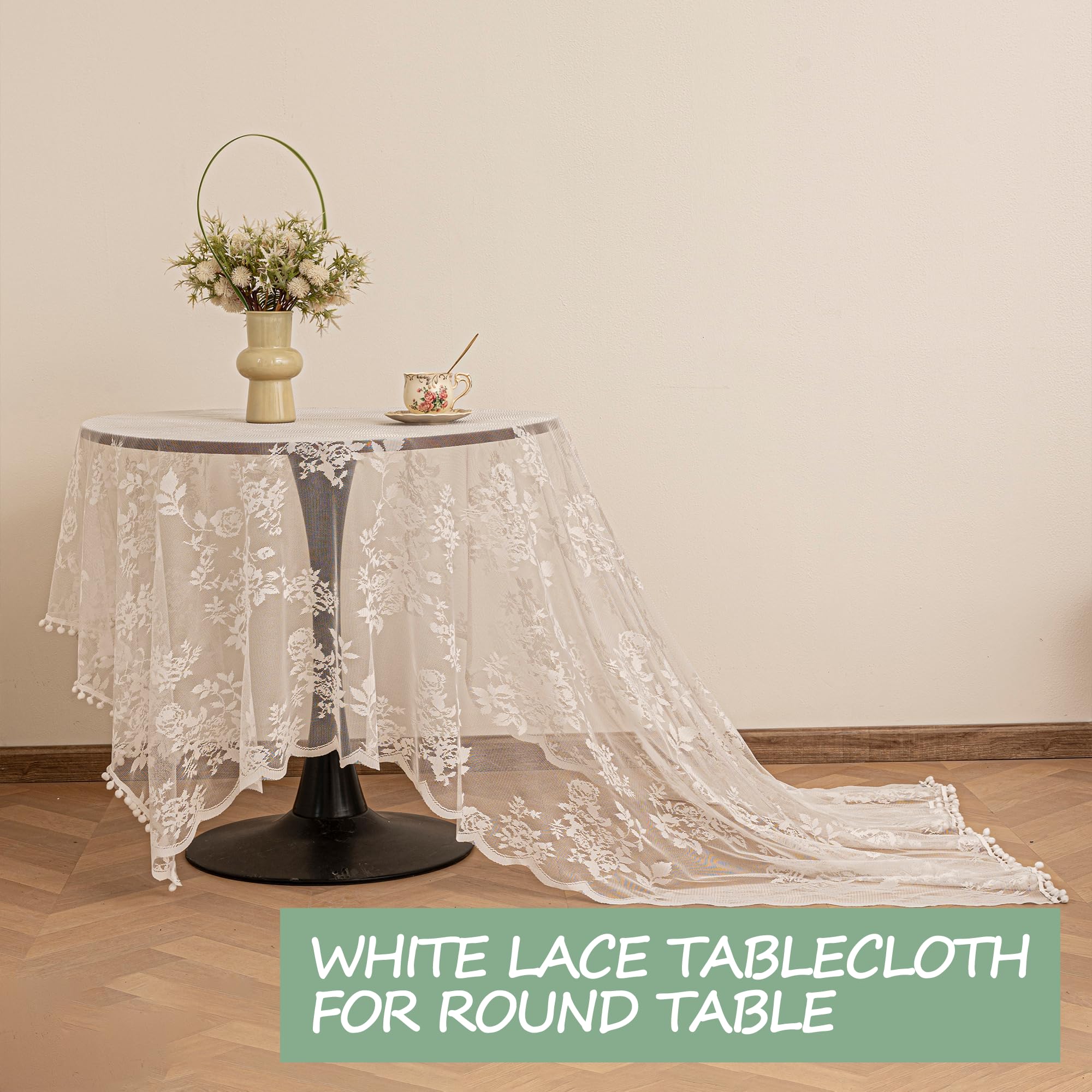 Jayla Mantel de encaje blanco para mesas rectangulares, manteles de boda de estilo vintage para recepción, baby shower, fiesta de cumpleaños, cena formal, cenas, 54 x 82 pulgadas