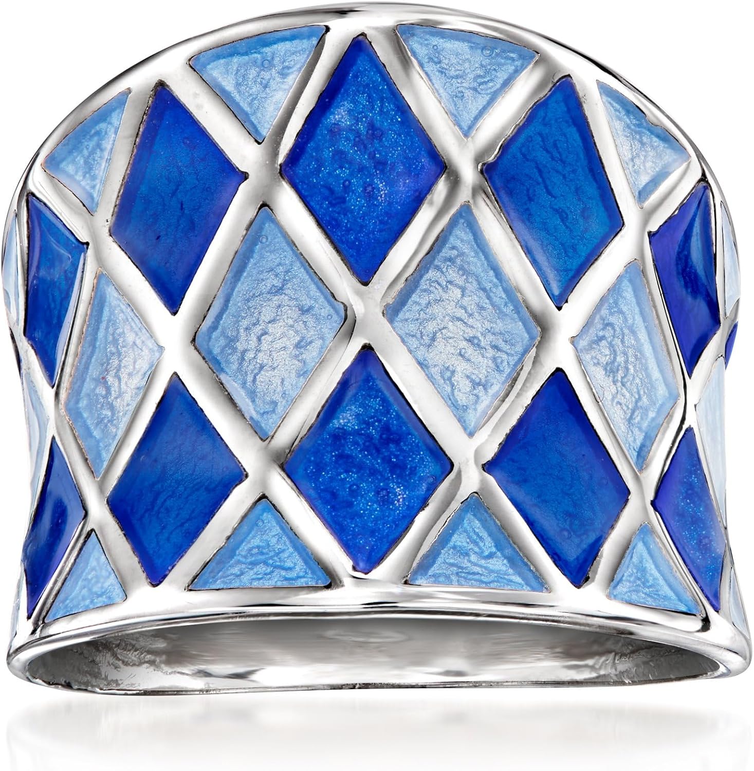 Ross-Simons Italian Blue Enamel Harlequin Ring in Sterling Silver