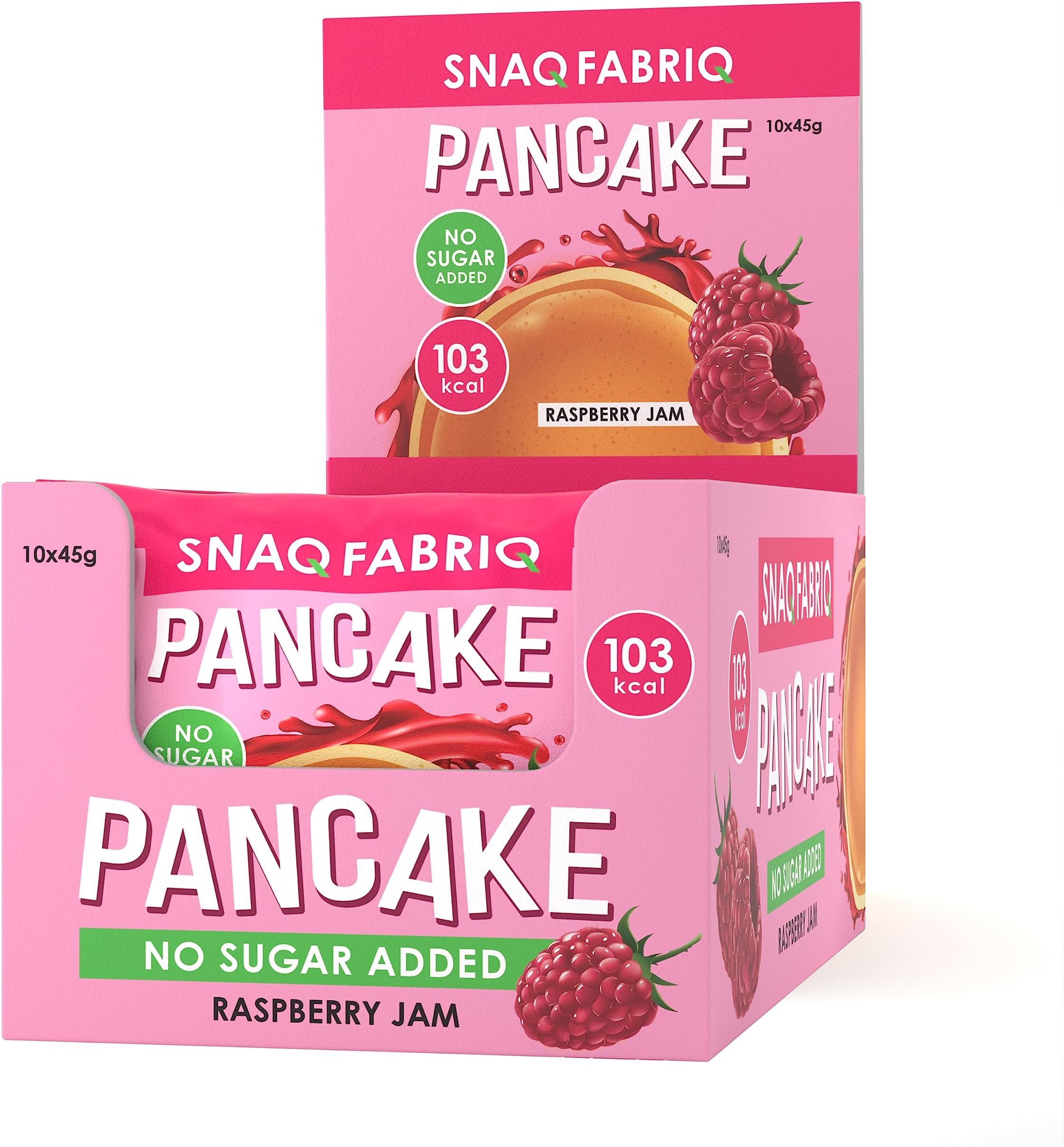 Whole Wheat Flour Pancakes, Filled with Coconut Oil and a Delicate Sugar-Free Raspberry Toping., No Sugar Added, 10 x 45 g. - Raspberry Jam