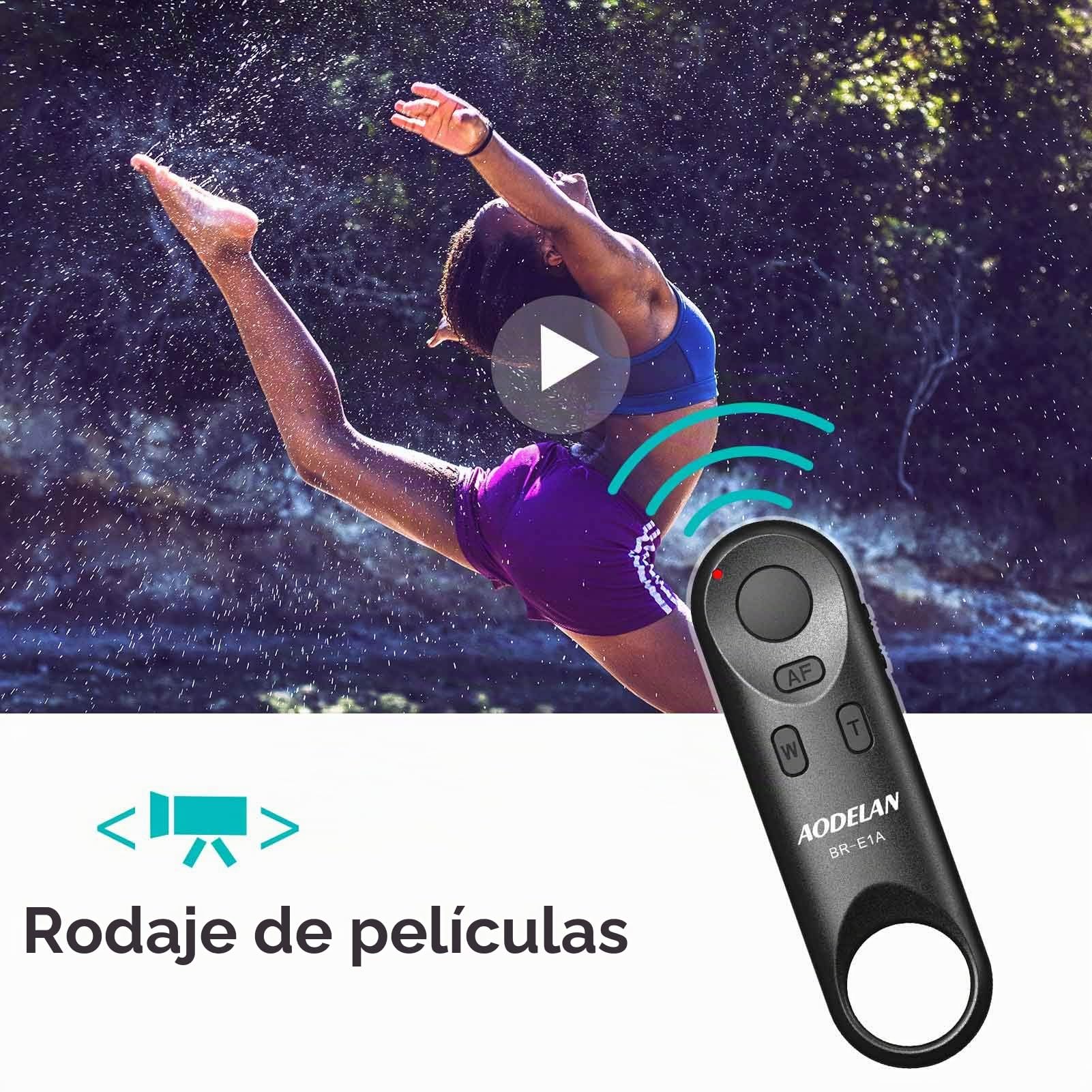AODELAN Control Remoto inalámbrico Controlador Disparador BR-E1A Mando a Distancia para Canon EOS R, EOS RP, R5, R6, 6D Mark II, 77D, 850D, 800D, 200D, M50, 90D, M6 Mark II