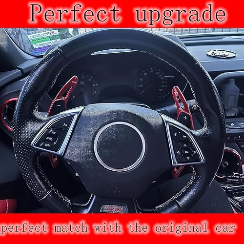 Miniatura 6 de Yoursme Cubierta de aluminio para la palanca de cambios del volante, accesorios interiores para Chevy Chevrolet Camaro 2016-2022, para Chevy C7