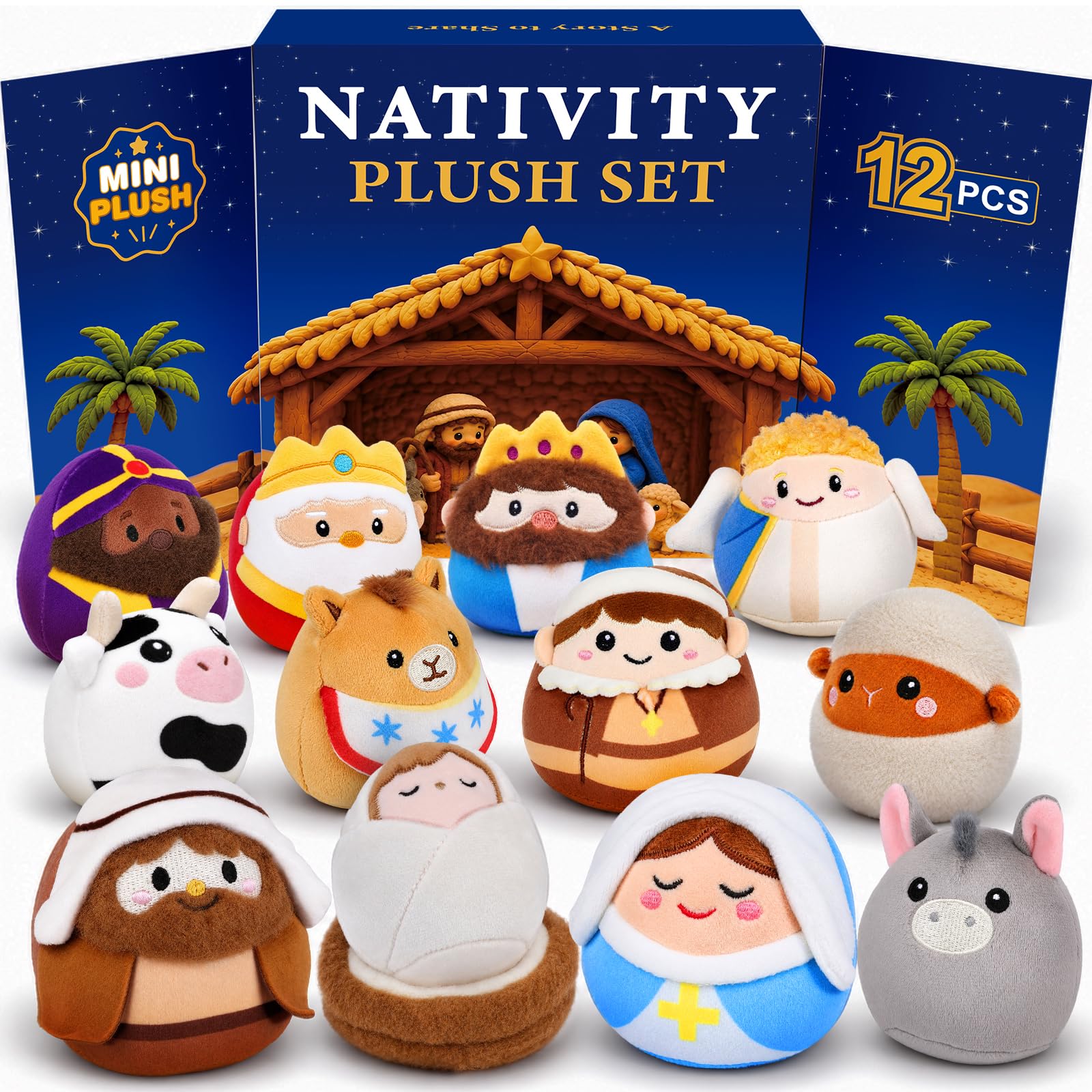 Nativity Set for Kids Toddlers Adults, 12PCS Solf Plush Christmas Toy Gift