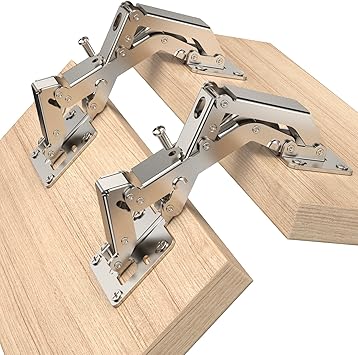 Chibery 2 Pack 170 Degree Soft Close Cabinet Hinges, Slow Smooth Hidden Frameless Lazy Susan Hinge, Concealed Hardware Surface Mount, Lid Support Trap Door, Self Closing for Corner, Kitchen Cupboard