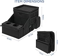 Vista 3 de Car Organizer for Front Seat Organizer and Storage, Collapsible Car Caddy, Passenger Seat Organizer with Partitions & Cup Holders, Car Organization