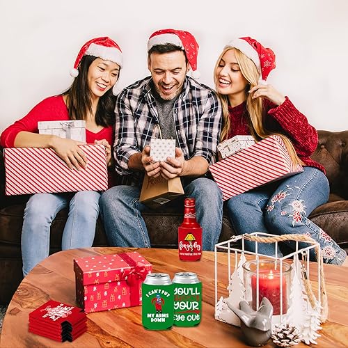 Miniatura 8 de Divertidas fundas navideñas para latas de cerveza, decoraciones de mercancía de historia de Navidad, 8 fundas enfriadoras de latas, enfriadores de