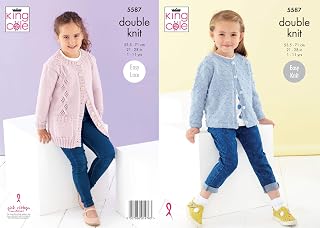 Girls Knitting Pattern Bobble Cardigan and Easy Lace Jacket in Cherished DK King Cole 5587