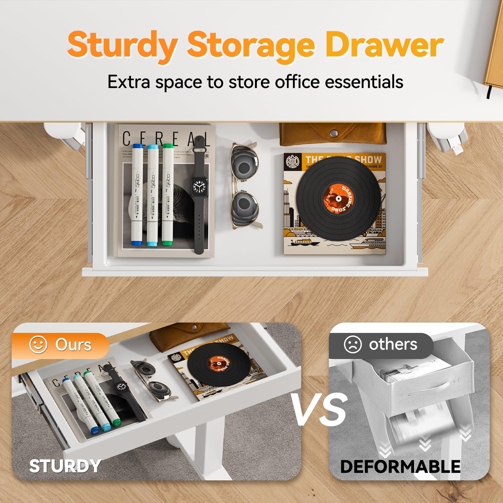 JOY worker Mobile Standing Desk 35In Small Height Adjustable Desk with Drawer Rolling Treadmill Desk Workstation with Wheels — view 4