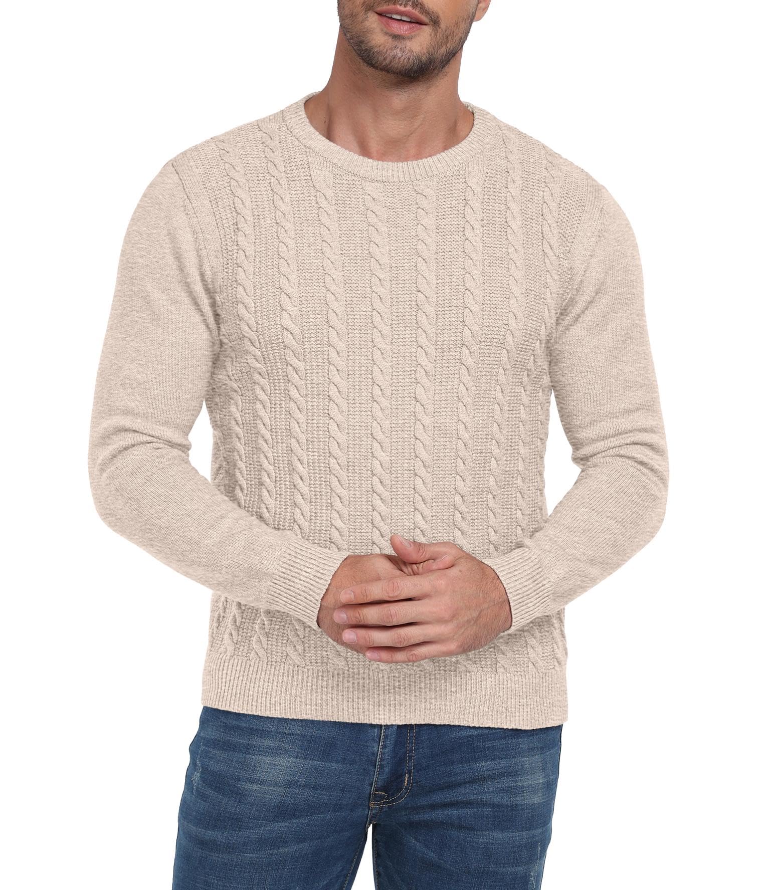 Hisir Maglione da uomo a maniche lunghe, invernale, caldo, a girocollo, lavorato a maglia